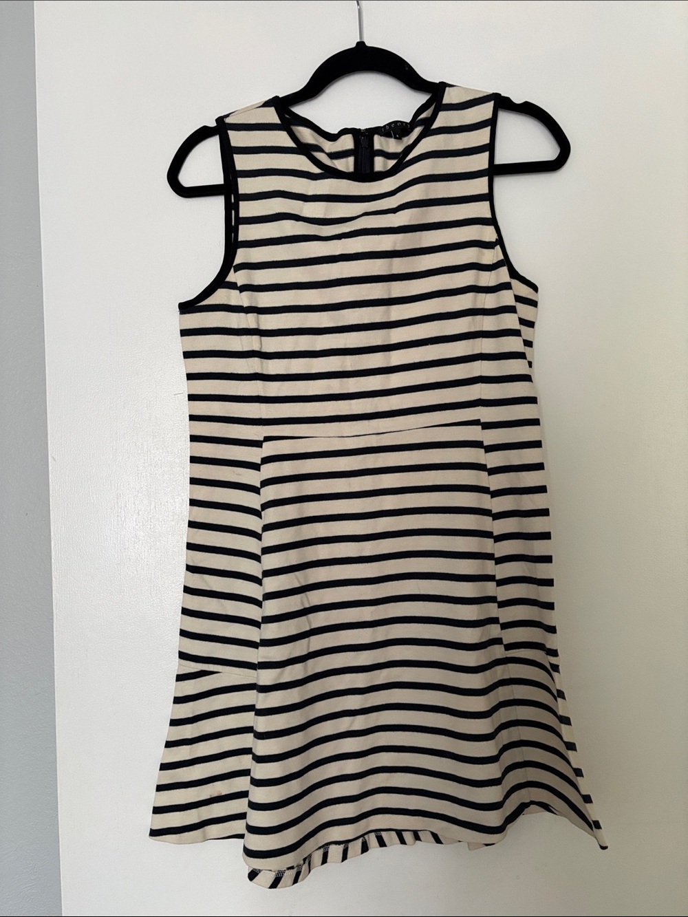 Theory Sleeveless Striped Mini Dress in Cream and Black
